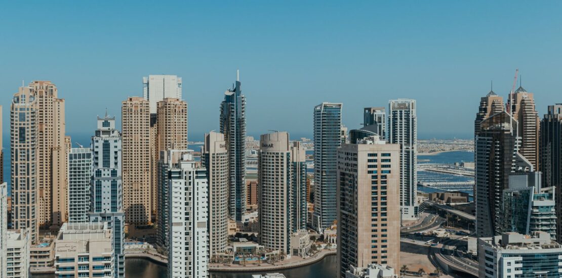 Dubai modern skyline with skyscrapers
