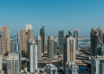 Dubai modern skyline with skyscrapers